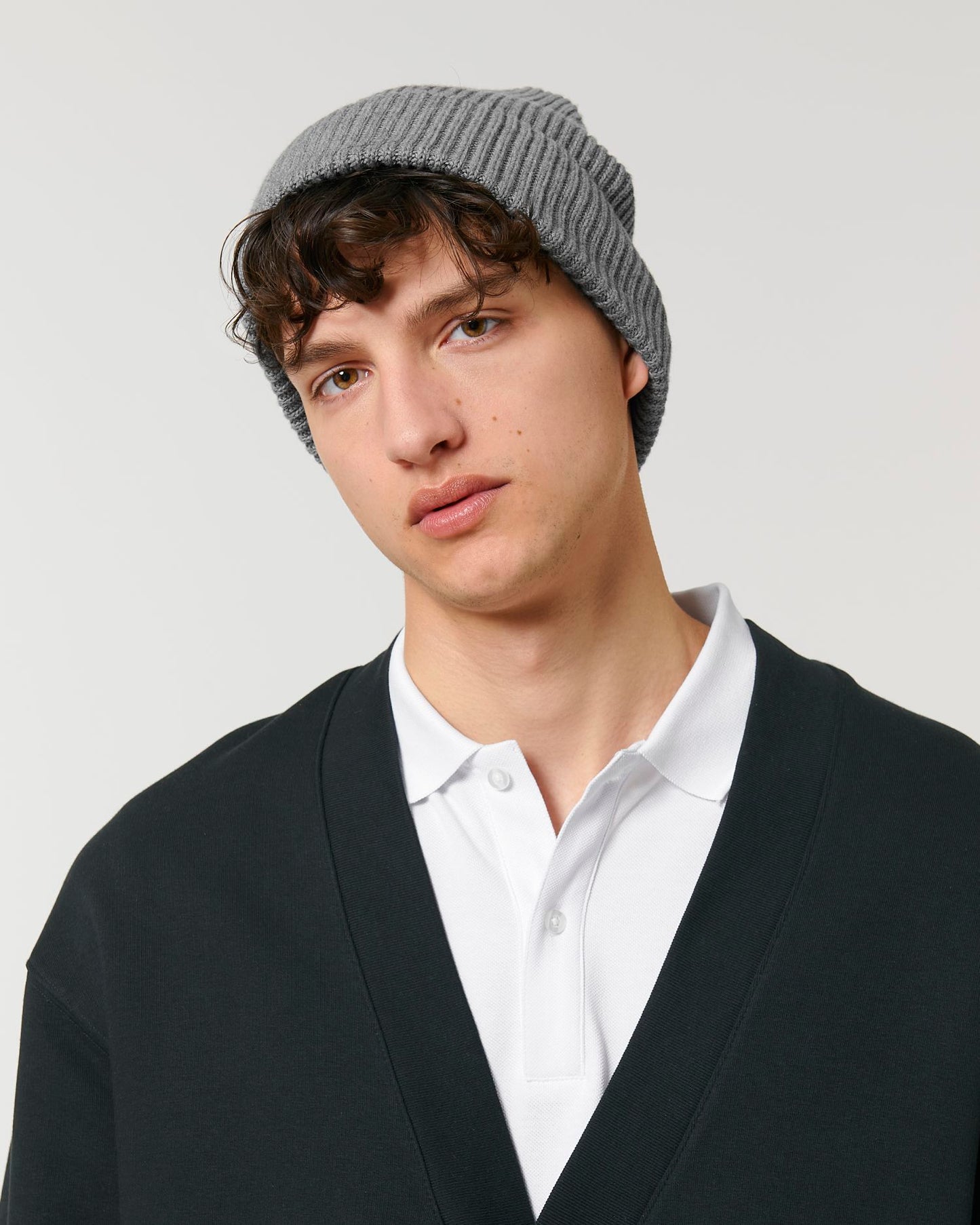 Fisherman Beanie - STAU771 - Mid Heather Grey
